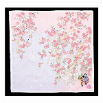 ハンカチ　友禅刺繍　紅葉　クロ