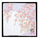 ハンカチ　友禅刺繍　舞妓　ブルー