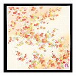ハンカチ　友禅刺繍　紅葉　ピンク