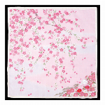 ハンカチ　友禅刺繍　花車春秋　パープル