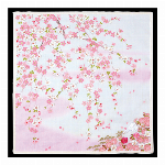 ハンカチ　友禅刺繍　富士山　ピンク