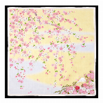 ハンカチ　友禅刺繍　富士山　ブルー