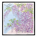 ハンカチ　友禅刺繍　富士山　イエロー