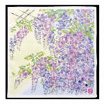 ハンカチ　友禅刺繍　藤棚　ピンク