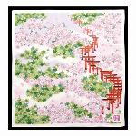 ハンカチ　友禅刺繍　夢見桜　クロ
