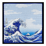 シルク綿スカーフ　浮世絵　神奈川沖浪裏