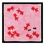 タオルハンカチ　ジャガード刺繍タオル　大正浪漫　もみじ　アカ