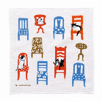 刺繍ガーゼパイルタオル　マツモトヨーコ　とりかご