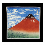 両面プリントハンカチ　マイクロファイバー　北斎の浮世絵　神奈川沖浪裏