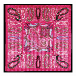 シルク綿スカーフ　更紗紋様　ペイズリー クロ