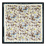 シルク綿スカーフ　更紗紋様　大和更紗 グレー