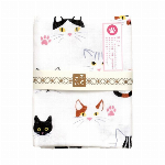 二重ガーゼ　ふくこい手拭い　縁起物　招き猫