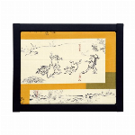 蚊帳生地ふきん　鳥獣人物戯画