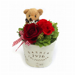 ワッフルコーンミニブーケ ワインレッド プリザーブドフラワー フラワーアレンジメ..