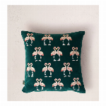 Flamingo Emerald Velvet Cushion Cover
