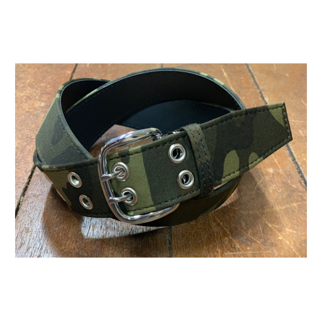 カモフラージュ柄 デリカビーズベルト Wピンベルト】 迷彩柄ベルト 40ミリ幅 ダブルピンベルト