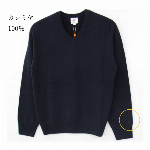 【メンズ】カシミヤ100％  セーター  Vネック 長袖