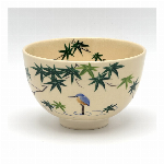 京絵付け抹茶茶碗　伝統工芸士「八木海峰」作 （カワセミと青楓）