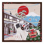 たまのお散歩（椿・12月） 小風呂敷（お弁当風呂敷） 50cm×50cm