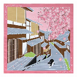 たまのお散歩（梅・2月）　小風呂敷　50cm×50cm